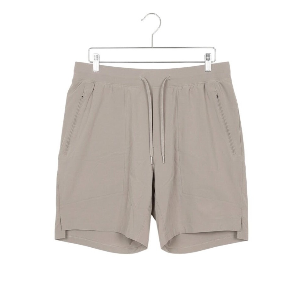 Lululemon License To Train Linerless Shorts 7in Mens XXL Gray Beige Zip Pocket